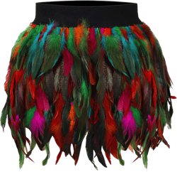 Women's Feathers Shaped Belt Mid-Rise Mini A-line Skirt Lingerie Goth Punk Halloween Club Party Prom Skirt A X-Large Color