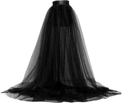 Springcmy Women Tulle Tutu Long Skirts Wedding Party Cocktail Prom Bandage Mesh Maxi Dress Overskirt Overlay Long Bridal One Size Black