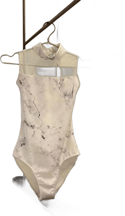 Women's Neck Sleeveless Leotards for Ballet Dance Adult Bodysuit White/Geography Small