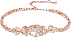 Rose Gold Bracelets for Women-Adjustable Rhinestone Bracelet for Wedding Women`s Bracelets for Brides Bridesmaids Cubic Zircon Tennis Bracelet Wedding Jewelry Set