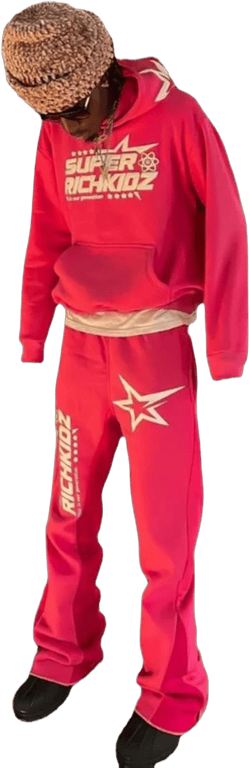 Women's Casual 2 Piece Sweatsuits Fashion Star Letter Print Hoodies Jogger Sweatpants Set Tracksuits Small Rose Red