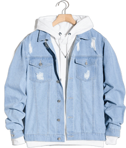 Manfinity LEGND Men's Light Blue Denim Jacket With Distressed Wash