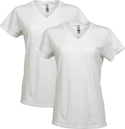 Gildan Women's Heavy Cotton V-Neck T-Shirt, 2-Pack Small White