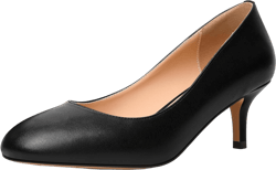 JUSTDANNI Womens Office Slip On Round Toe Formal Fashion Matte Kitten Low Heel Pumps Shoes 2.2 Inch 10.5 Black