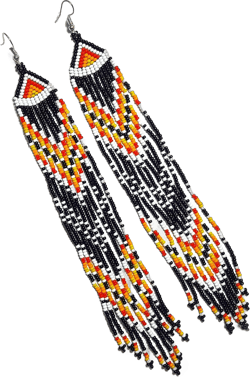 Handmade beaded native american style glass seed bead earrings Pendientes de cuentas nativas al estilo mexicano de artesanos gifts for women Yellow Multicolor