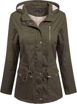 MixMatchy Women's Faux Fur Waist Drawstring Lightly Padded Utility Fashion Jacket Parka Small F Olive