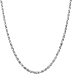 Yafe 925 Sterling Silver Italy 1.5mm Rope Chain for Men Women Diamond Cut Modern Design for Everyday