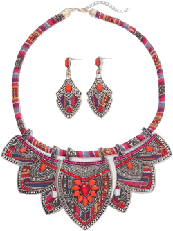 Barode Ethnic Collar Choker Necklace Bib African Tribal Torque Choker Necklaces Chunky Costume Statement Jewelry Set for Women