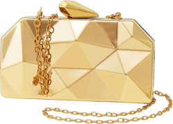 Women Lattice Pattern Metal Evening Clutch Bag,Geometric Evening Clutch Purse Handbag With Chain Strap Gold