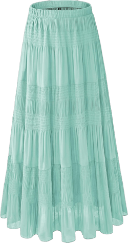 Women's Chiffon White Flowy Maxi Skirts Boho Summer Elastic Waisted Pleated A Line Long Skirt for Women 2025