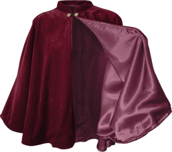 Women's Velvet Satin Lined Capelet Elegant Halloween Cosplay Cloak Cape, Wedding, Ren Faire One Size Burgundy