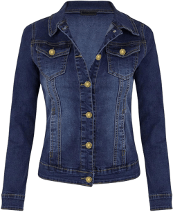 Denim Jean Jacket for Women Trendy Long Sleeve Crop Button Down Petite Shackets with Pockets Fitted Fall Clothes 2024 Casual Bomber Jacket Women(2-Dark Blue,Large)