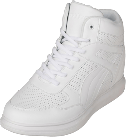 CALTO Men's Invisible Height Increasing Elevator Shoes - Lace-up High-top Fashion Sneakers - 3.8 Inches Taller 7 White