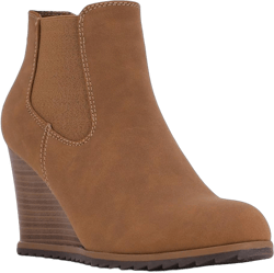 Nautica Womens Wedge Boot Casual Fashion High Heel Ankle Booties (Lace-Up/Slip-On) 8.5 Tan Maala