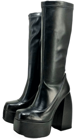 VOMIRA Ankle Boots for Women Chunky High Heel Sqaure Toe Side Zipper Pu Leather Stretch Boots Platform GoGo boots 10 B Black Pu