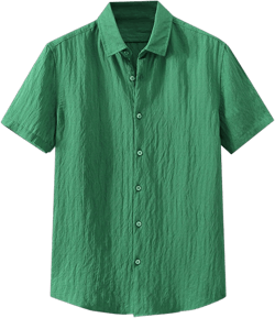 Men's Summer Sun Wear Solid Color Shirt Casual Shirt Short Sleeve Button Down Shirt Loose Cotton Blank T Shirt XX-Large Green
