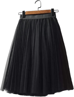 Women's Tulle Plain Pleated Skirt 2019 New Fashion Black Beige White Pink Grey Mesh Midi Skirt High Waist Woman Skirts 3 Layers