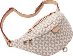 BUTIED Fashion Sling Pack Waist Bag Checkered Waistpack Belt Bag PU Leather Pouch Shoulder Bum Bag Travel Sport Portable Crossbody Satchel Bag For Man Women White Windmill