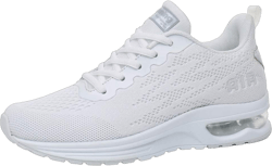 RUMPRA Women Sneakers Lightweight Air Cushion Gym Fashion Shoes Breathable Walking Running Athletic Sport 6 B_white