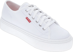 Levi's Womens Dakota CVS Twill Lowtop Casual Lace Up Sneaker Shoe, White, Size 6