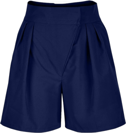 Miyaomn Womens Summer High Waist Shorts Pleated Wrap Front Wide Leg Shorts Casual Solid Business Office Workwear with Pockets Navy Small