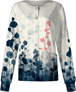 Holiday Scrub Jackets for Women Long Sleeve Workwear Snap Front Warm-up Scrubs Jacke Working Nurse Uniforms 04 Light Blue X-Large