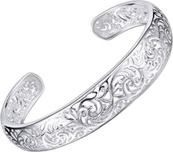 none Yesbay Women's 925 Sterling Silver Bezel Hollow Cuff Bangle Open Bracelet,2pcs