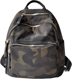 Women Nylon Backpack Anti-theft Fashion Casual Lightweight Travel Shoulder Bag Waterproof Bag (Camo) Medium