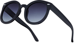 grinderPUNCH Classic Round Retro Polarized Oversized Sunglasses for Women Trendy Vintage Style Polarized Glasses UV400 Lenses Black Frame - Polarized Black Gradient Lens 53 Millimeters