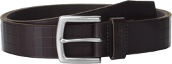 Lucky Brand Men's Casual and Dress Leather Belts with Metal Buckle Grid Tooled Embossed - Brown 44