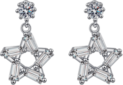 925 Sterling Silver Inlaid Moissanite Star Earrings