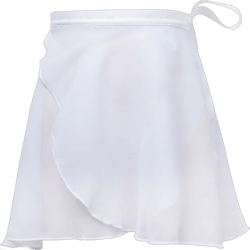 Daydance Black Girls Women Ballet Wrap Skirts Sheer Chiffon Dance Over Scarf for Leotards White 8-12 Years