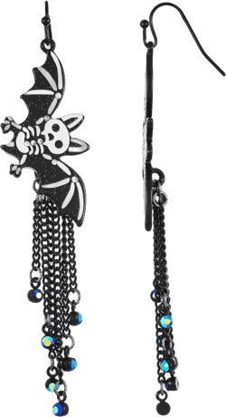 Way to Celebrate Halloween Dangling Bats Fishhook Earring, 1 Pair, Female
