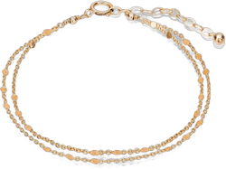 Annika Bella Double-Stranded Gold Bracelet, 6.5-7.5 Inches Chain, Thin Chain Layering Bracelets for Women, Minimalist Arm Jewelry, Gift for Her (Dotted Chain)