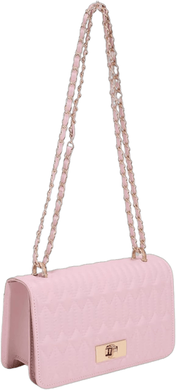 Verdusa Women's PU Leather Quilted Crossbody Shoulder Bags Evening Bag with Chain Strap Pink One-Size