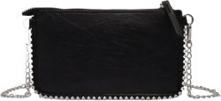 SweatyRocks Women's Beaded Chain Shoulder Bag Zipper Closure Vintage PU Crossbody Bag Envelope Bag One Size Black