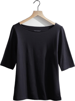 Women's Organic Pima Cotton Half Sleeve Boat Neck Top Large Black