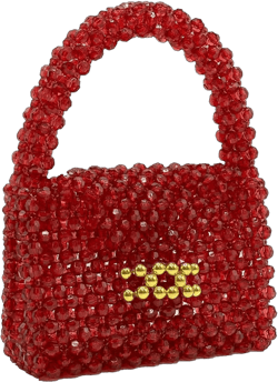 Beaded Clutch Purse for Women Colored Transparent Beads Evening Handbag Handmade Acrylic Bags for Wedding Party Red