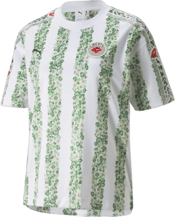 PUMA Womens Liberty X Floral Crew Neck Short Sleeve Jersey Soccer Cleats Moisture Wicking - White Medium White