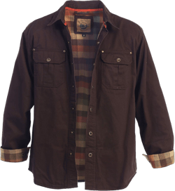 Gioberti Men's 100% Cotton Brushed and Soft Twill Shirt Jacket with Flannel Lining XX-Large Brown