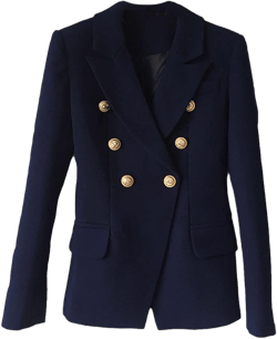 Women's Jacket Double Breasted Metal Buttons Blazer Suit XX-Large Navy Blue