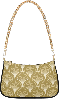Gold Art Deco Pattern Handbags for Women Chain Shoulder Bag Womens Tote Clutch Purses with Zipper