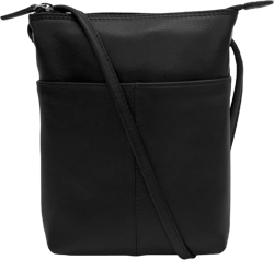 ili New York Leather Mini Sac Crossbody - Genuine Leather Crossbody Bags for Women with RFID Blocking, Adjustable Strap Black