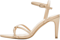 Cape Robbin Black Kitten Heels for Women, Strappy Womens Heels, Chic Shoes 6 Beige