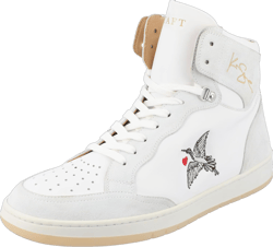 TAFT Mens Rapido Genuine Leather High-top Vintage Sneaker Woven Floral Lace-up Cushioned Round 8.5 White Duck