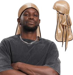 Century Star Satin Silk Head Wrap Durag Long Tail Beanies for Men Women Headwraps Cap One Size A Gold