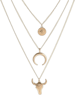 Pingyongchang Western Evil Eye Bull Head Crescent Moon Layered Necklace Boho Cowboy Cowgirl Geometric Pendant Chain Necklace Jewelry Gifts for Women Girls Gold