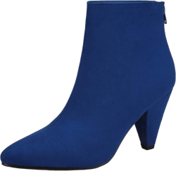 DREAM PAIRS Women's Pointed Toe Ankle Boots High Heel Booties Fashion Zipper Dress Boots 5 Royal/Blue/Suede