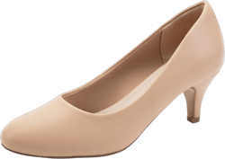 Greatonu Women’s Round Toe Low Heel Pumps Kitten Heels Closed Toe Dress Pumps Shoes Wedding Party Shoes Work Heels 9 Pu Nude