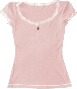 Womens E-Girls Short Sleeve T-Shirt Y2k Lace Trim Crop Tops Crewneck Fairy Grunge Tee Tops Aesthetic Summer Clothes Medium Light Pink